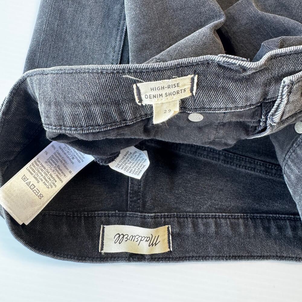 Madewell Black High Rise Denim Shorts 29 Grunge Festival Edgy Indie Sleaze Y2K - Picture 4 of 16